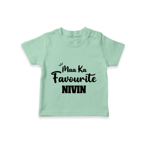 Maa Ka Favourite T-shirt | Personalized Baby T-shirt for the Favourite One - MINT GREEN - 0-5 Months Old (Chest 17")