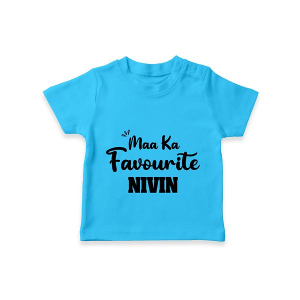 Maa Ka Favourite T-shirt | Personalized Baby T-shirt for the Favourite One - SKY BLUE - 0-5 Months Old (Chest 17")