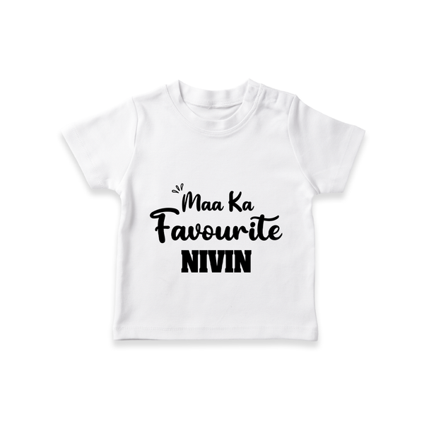 Maa Ka Favourite T-shirt | Personalized Baby T-shirt for the Favourite One - WHITE - 0-5 Months Old (Chest 17")