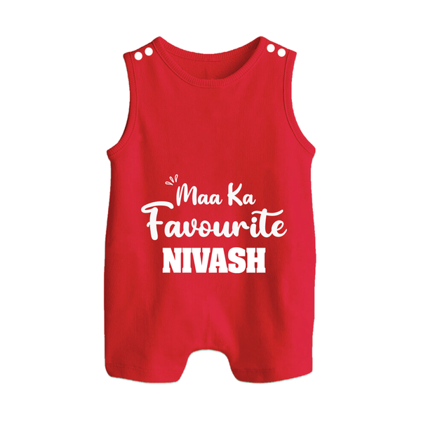 Maa Ka Favourite Romper suit/sleeveless romper | Personalized Baby Romper suit/sleeveless romper for the Favourite One - RED - 0 - 5 Months Old (Chest 18")