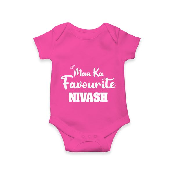 Maa Ka Favourite Romper/onesie | Personalized Baby Romper/onesie for the Favourite One - HOT PINK - New Born (Chest 14")