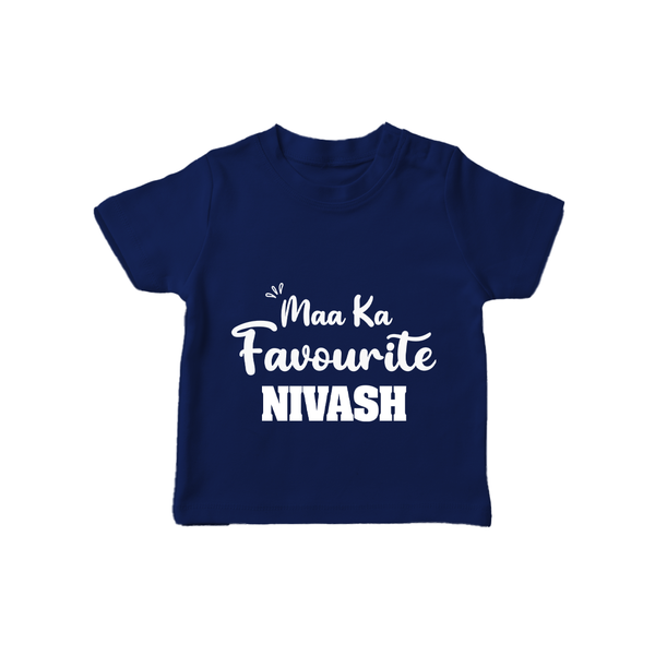 Maa Ka Favourite T-shirt | Personalized Baby T-shirt for the Favourite One - NAVY BLUE - 0-5 Months Old (Chest 17")