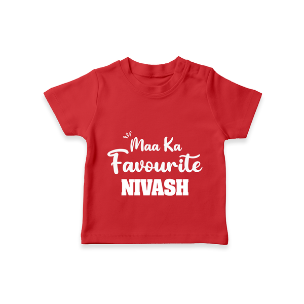 Maa Ka Favourite T-shirt | Personalized Baby T-shirt for the Favourite One - RED - 0-5 Months Old (Chest 17")