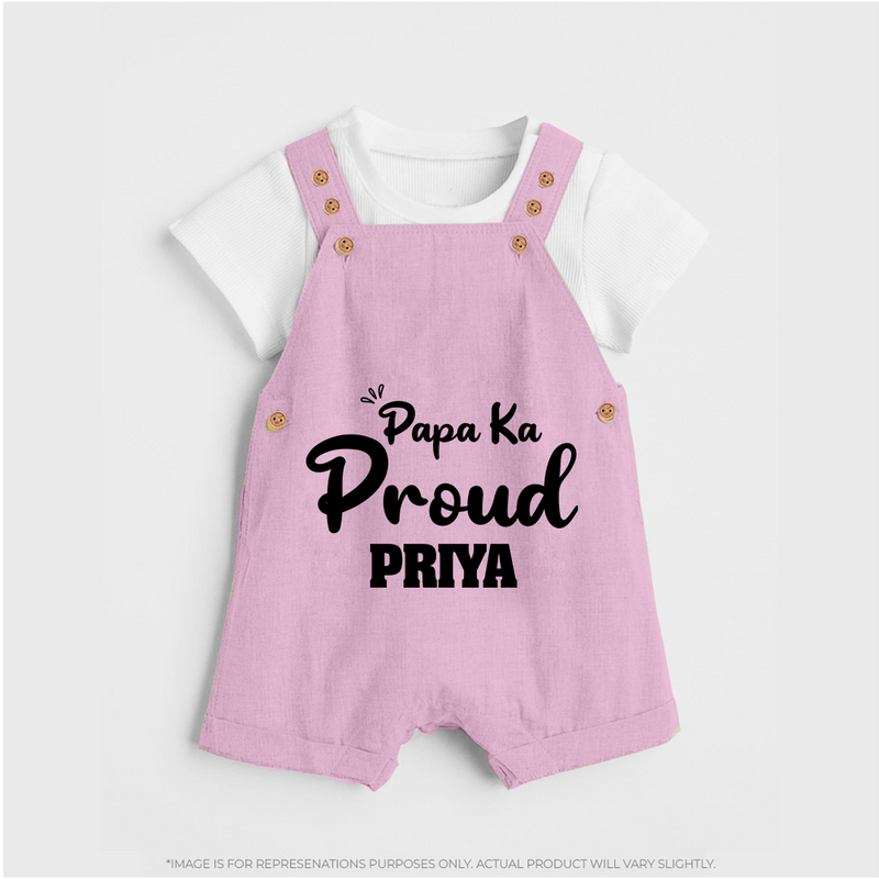 Paa Ka Proud Dungaree Set | Custom Baby Dungaree Set for the Proud DaddyÕs Little One - BABY PINK - 0 - 5 Months Old (Chest 18")