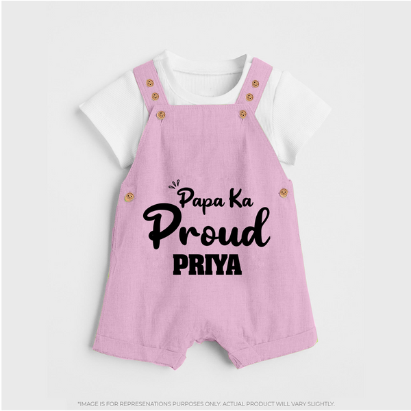 Paa Ka Proud Dungaree Set | Custom Baby Dungaree Set for the Proud DaddyÕs Little One - BABY PINK - 0 - 5 Months Old (Chest 18")