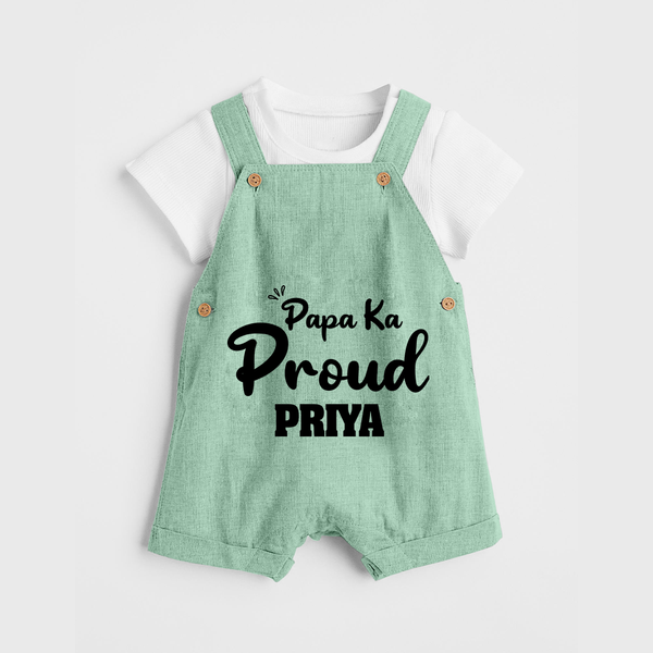 Paa Ka Proud Dungaree Set | Custom Baby Dungaree Set for the Proud DaddyÕs Little One - MINT GREEN - 0 - 5 Months Old (Chest 18")