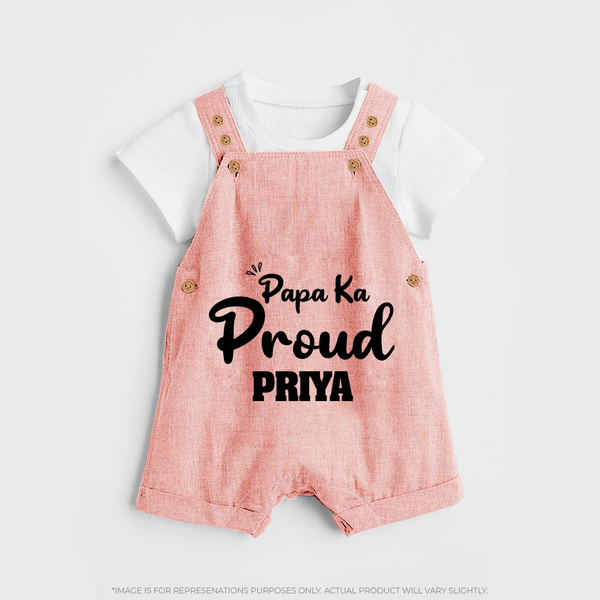 Paa Ka Proud Dungaree Set | Custom Baby Dungaree Set for the Proud DaddyÕs Little One - PEACH - 0 - 5 Months Old (Chest 18")