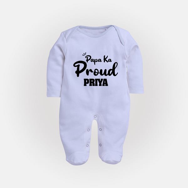 Paa Ka Proud Sleep suit/full sleeve body suit | Custom Baby Sleep suit/full sleeve body suit for the Proud DaddyÕs Little One - BABY BLUE - New Born (Chest 7.5")