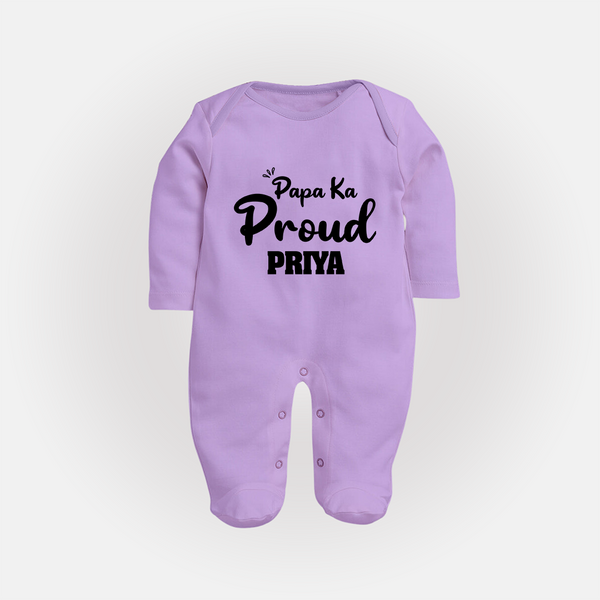 Paa Ka Proud Sleep suit/full sleeve body suit | Custom Baby Sleep suit/full sleeve body suit for the Proud DaddyÕs Little One - LILAC - New Born (Chest 7.5")