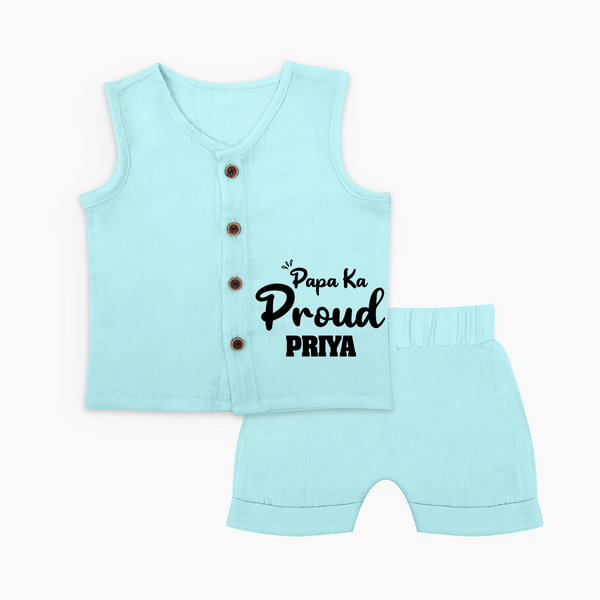 Paa Ka Proud Jabla Set | Custom Baby Jabla Set for the Proud DaddyÕs Little One - BABY BLUE - 0 - 3 Months Old (Chest 9.8")