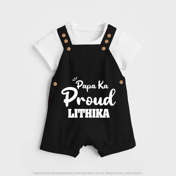 Paa Ka Proud Dungaree Set | Custom Baby Dungaree Set for the Proud DaddyÕs Little One - BLACK - 0 - 5 Months Old (Chest 18")