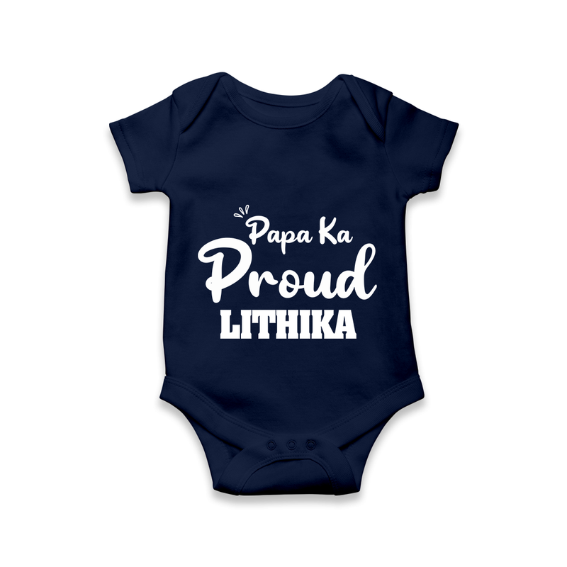 Paa Ka Proud Romper/onesie | Custom Baby Romper/onesie for the Proud DaddyÕs Little One - NAVY BLUE - New Born (Chest 14")
