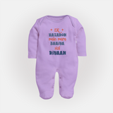 Ek Hazaron Mein Mere Bhaiya Hai Sleep suit/full sleeve body suit | Personalized Baby Sleep suit/full sleeve body suit for the One in a Million Brother - LILAC - New Born (Chest 7.5")