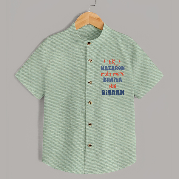 Ek Hazaron Mein Mere Bhaiya Hai Shirt | Personalized Baby Shirt for the One in a Million Brother - MINT GREEN - 0 - 6 Months Old (Chest 23")