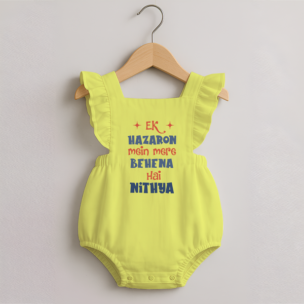 Ek Hazaron Mein Mere Behen Hai Romper Frock | Custom Romper Frock for the One in a Million Sister - PASTEL YELLOW - 0 - 3 Months Old (Chest 19")