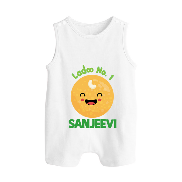 Ladoo No.1 Romper suit/sleeveless romper | Personalized Baby Romper suit/sleeveless romper for the Sweetest One - WHITE - 0 - 5 Months Old (Chest 18")
