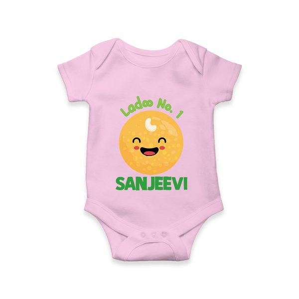 Ladoo No.1 Romper/onesie | Personalized Baby Romper/onesie for the Sweetest One - BABY PINK - New Born (Chest 14")