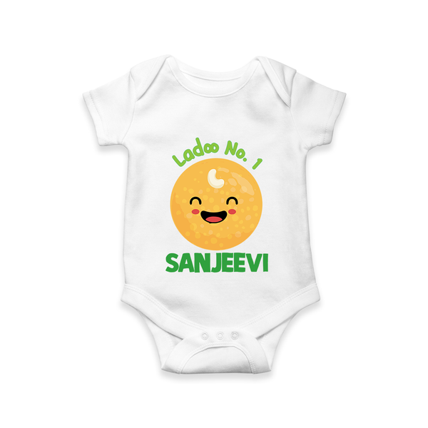 Ladoo No.1 Romper/onesie | Personalized Baby Romper/onesie for the Sweetest One - WHITE - New Born (Chest 14")