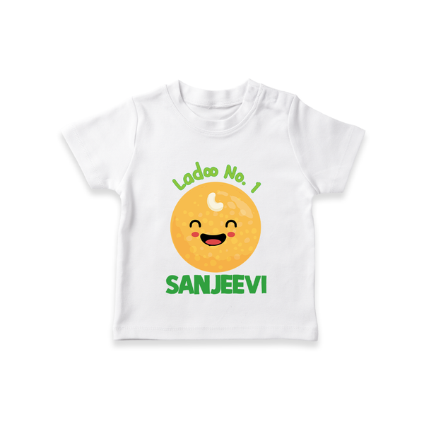 Ladoo No.1 T-shirt | Personalized Baby T-shirt for the Sweetest One - WHITE - 0-5 Months Old (Chest 17")