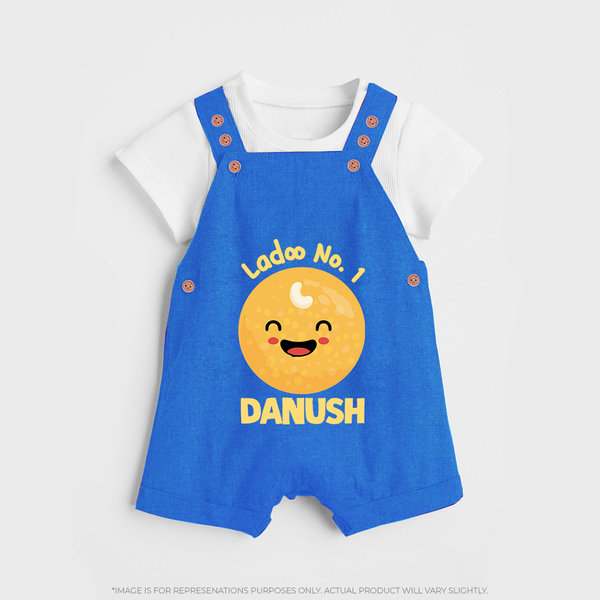 Ladoo No.1 Dungaree Set | Personalized Baby Dungaree Set for the Sweetest One - COBALT BLUE - 0 - 5 Months Old (Chest 18")