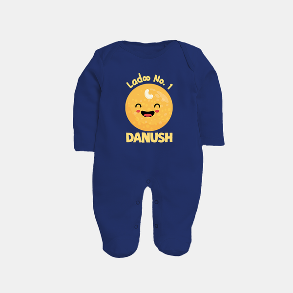 Ladoo No.1 Sleep suit/full sleeve body suit | Personalized Baby Sleep suit/full sleeve body suit for the Sweetest One - NAVY BLUE - New Born (Chest 7.5")