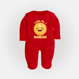Ladoo No.1 Sleep suit/full sleeve body suit | Personalized Baby Sleep suit/full sleeve body suit for the Sweetest One - RED - New Born (Chest 7.5")