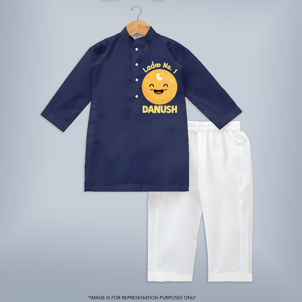 Ladoo No.1 Kurta Set | Personalized Baby Kurta Set for the Sweetest One - NAVY BLUE - 3 - 6 Months Old (Chest 24", Kurta Length 14'', Waist 19", Pant Length 14")
