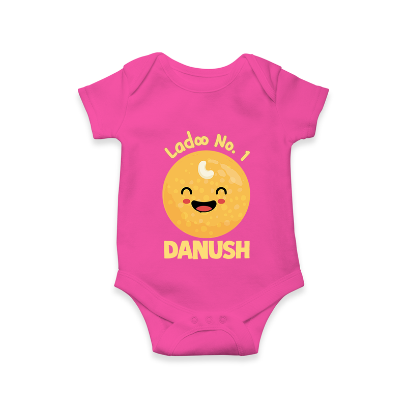 Ladoo No.1 Romper/onesie | Personalized Baby Romper/onesie for the Sweetest One - HOT PINK - New Born (Chest 14")