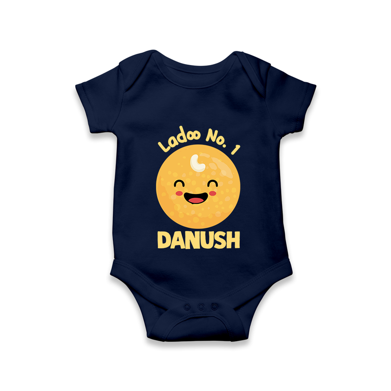 Ladoo No.1 Romper/onesie | Personalized Baby Romper/onesie for the Sweetest One - NAVY BLUE - New Born (Chest 14")