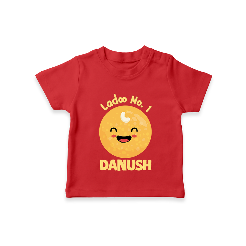 Ladoo No.1 T-shirt | Personalized Baby T-shirt for the Sweetest One - RED - 0-5 Months Old (Chest 17")