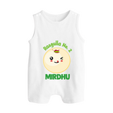 Rasagulla No.2 Romper suit/sleeveless romper | Custom Baby Romper suit/sleeveless romper for the Sweet Treat - WHITE - 0 - 5 Months Old (Chest 18")