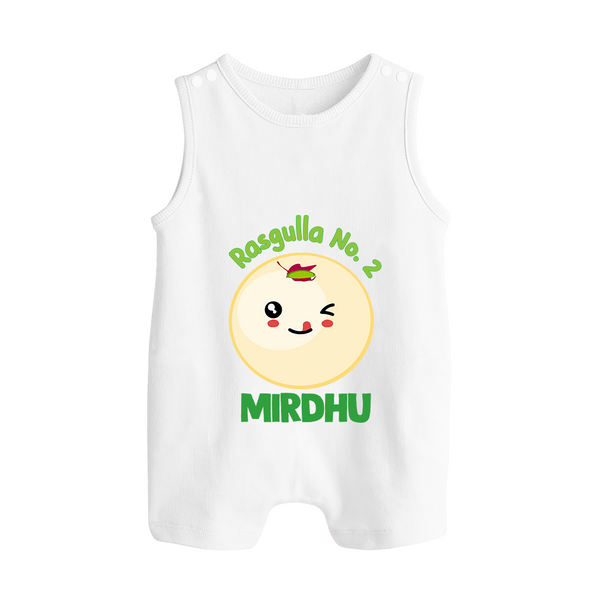 Rasagulla No.2 Romper suit/sleeveless romper | Custom Baby Romper suit/sleeveless romper for the Sweet Treat - WHITE - 0 - 5 Months Old (Chest 18")