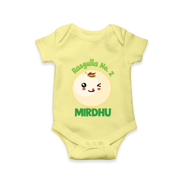 Rasagulla No.2 Romper/onesie | Custom Baby Romper/onesie for the Sweet Treat - PASTEL YELLOW - New Born (Chest 14")