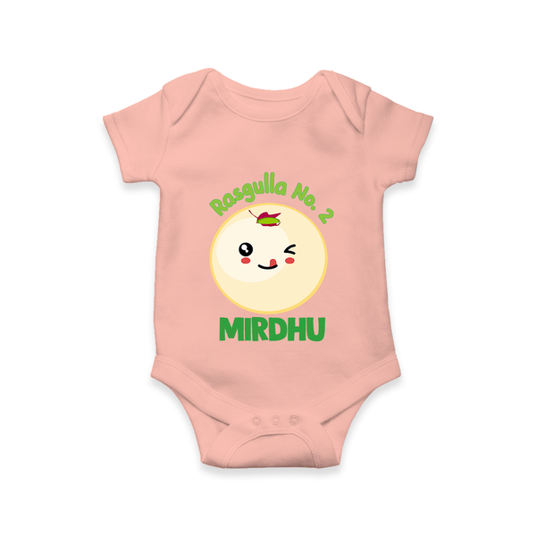 Rasagulla No.2 Romper/onesie | Custom Baby Romper/onesie for the Sweet Treat - PEACH - New Born (Chest 14")