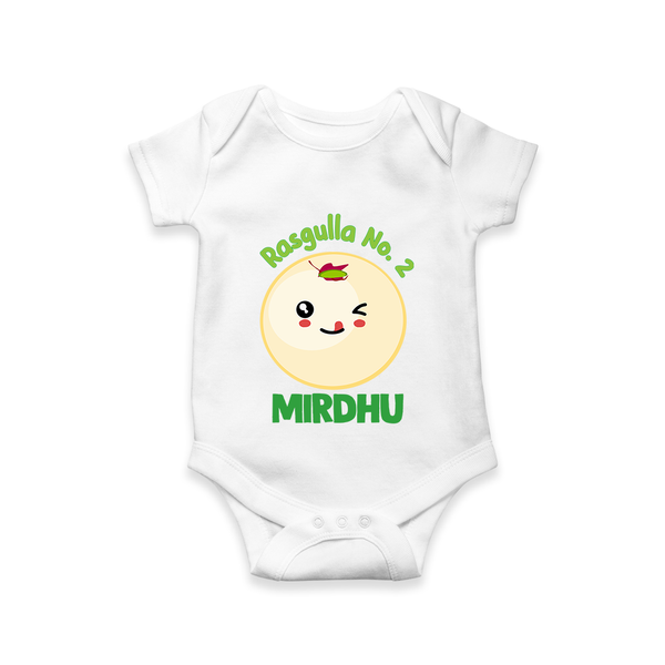 Rasagulla No.2 Romper/onesie | Custom Baby Romper/onesie for the Sweet Treat - WHITE - New Born (Chest 14")