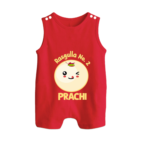 Rasagulla No.2 Romper suit/sleeveless romper | Custom Baby Romper suit/sleeveless romper for the Sweet Treat - RED - 0 - 5 Months Old (Chest 18")