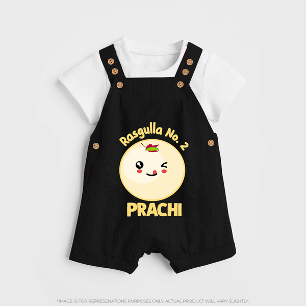 Rasagulla No.2 Dungaree Set | Custom Baby Dungaree Set for the Sweet Treat - BLACK - 0 - 5 Months Old (Chest 18")