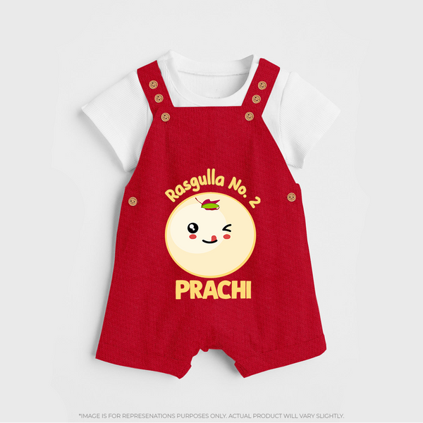 Rasagulla No.2 Dungaree Set | Custom Baby Dungaree Set for the Sweet Treat - RED - 0 - 5 Months Old (Chest 18")