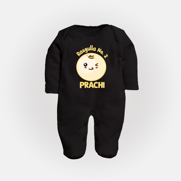 Rasagulla No.2 Sleep suit/full sleeve body suit | Custom Baby Sleep suit/full sleeve body suit for the Sweet Treat - BLACK - New Born (Chest 7.5")