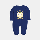 Rasagulla No.2 Sleep suit/full sleeve body suit | Custom Baby Sleep suit/full sleeve body suit for the Sweet Treat - NAVY BLUE - New Born (Chest 7.5")