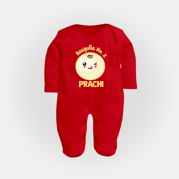 Rasagulla No.2 Sleep suit/full sleeve body suit | Custom Baby Sleep suit/full sleeve body suit for the Sweet Treat - RED - New Born (Chest 7.5")