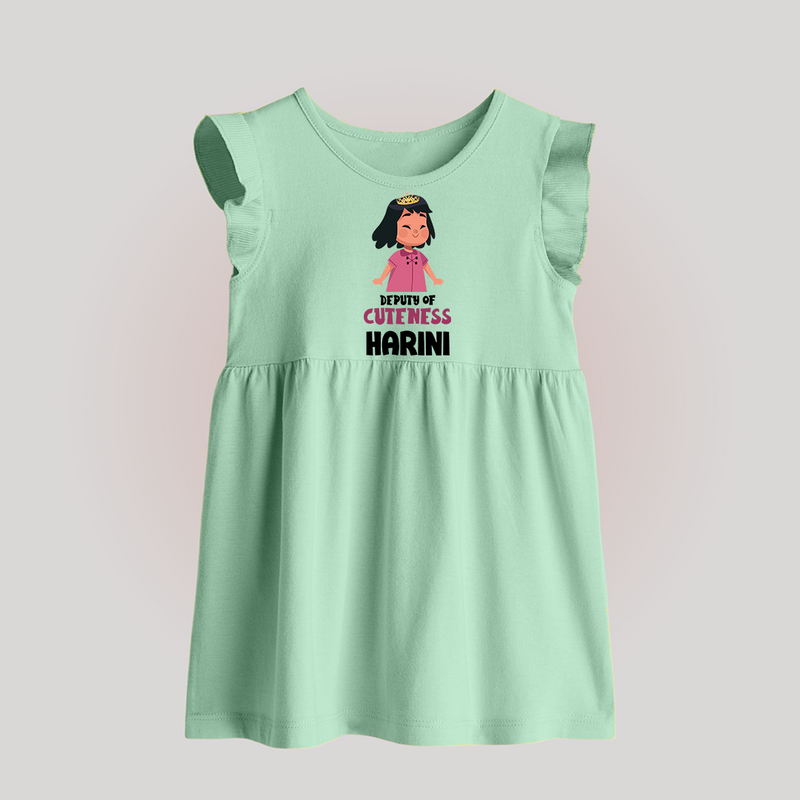 Deputy of Cuteness Baby Frock | Personalized Baby Frock for the Little Mischief Maker - MINT GREEN - 0 - 3 Months Old (Chest 17")