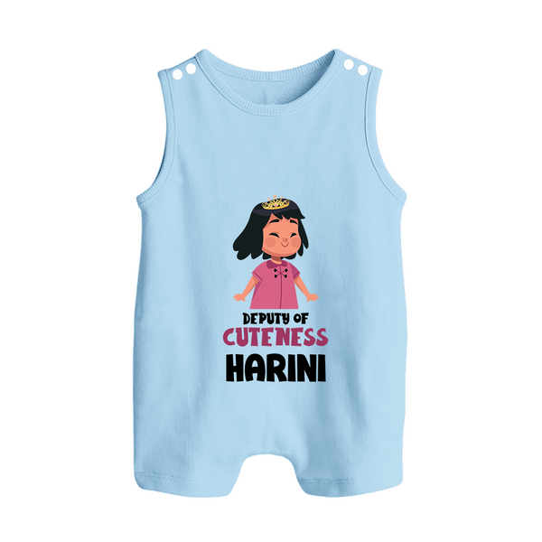 Deputy of Cuteness Romper suit/sleeveless romper | Personalized Baby Romper suit/sleeveless romper for the Little Mischief Maker - BABY BLUE - 0 - 5 Months Old (Chest 18")