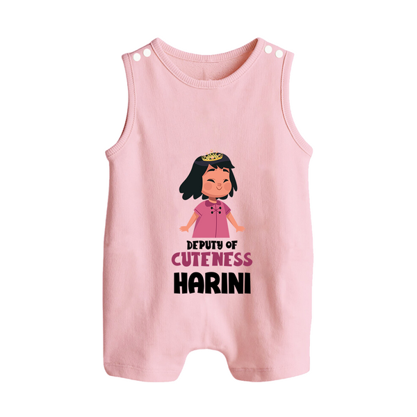 Deputy of Cuteness Romper suit/sleeveless romper | Personalized Baby Romper suit/sleeveless romper for the Little Mischief Maker - BABY PINK - 0 - 5 Months Old (Chest 18")