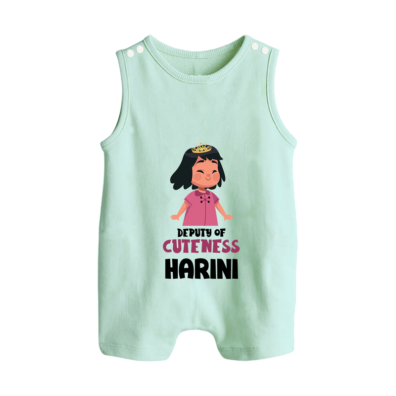 Deputy of Cuteness Romper suit/sleeveless romper | Personalized Baby Romper suit/sleeveless romper for the Little Mischief Maker - MINT GREEN - 0 - 5 Months Old (Chest 18")