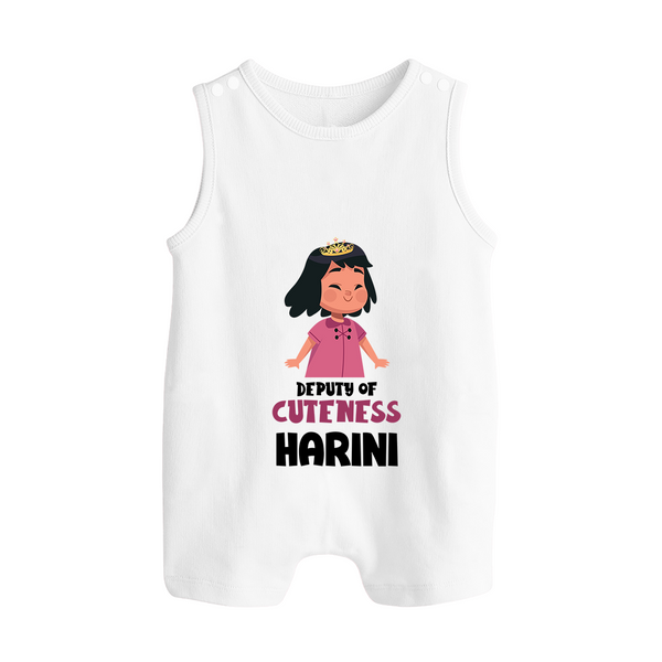 Deputy of Cuteness Romper suit/sleeveless romper | Personalized Baby Romper suit/sleeveless romper for the Little Mischief Maker - WHITE - 0 - 5 Months Old (Chest 18")