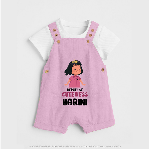 Deputy of Cuteness Dungaree Set | Personalized Baby Dungaree Set for the Little Mischief Maker - BABY PINK - 0 - 5 Months Old (Chest 18")