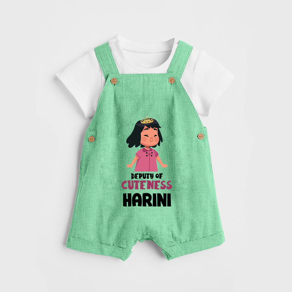 Deputy of Cuteness Dungaree Set | Personalized Baby Dungaree Set for the Little Mischief Maker - GREEN - 0 - 5 Months Old (Chest 18")