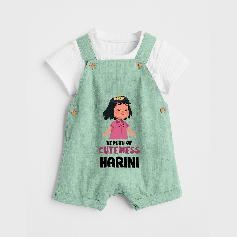 Deputy of Cuteness Dungaree Set | Personalized Baby Dungaree Set for the Little Mischief Maker - MINT GREEN - 0 - 5 Months Old (Chest 18")