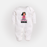 Deputy of Cuteness Sleep suit/full sleeve body suit | Personalized Baby Sleep suit/full sleeve body suit for the Little Mischief Maker - WHITE - New Born (Chest 7.5")